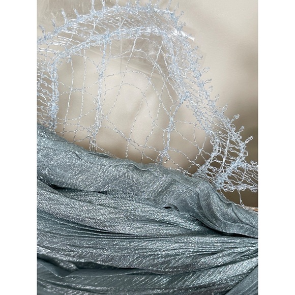 MARIA LUCIA HOHAN Jolie Strapless Lace Ruched Draped Silk Blue Maxi Dress Sz 2 - Picture 4 of 14